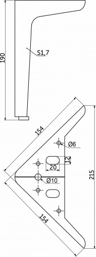 Опора меб. мет. WINDSOR h190 угловая браш.золото AKS_2