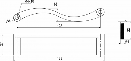 Ручка меб. скоба мет. UN43 128 хром, GRIDLI_2