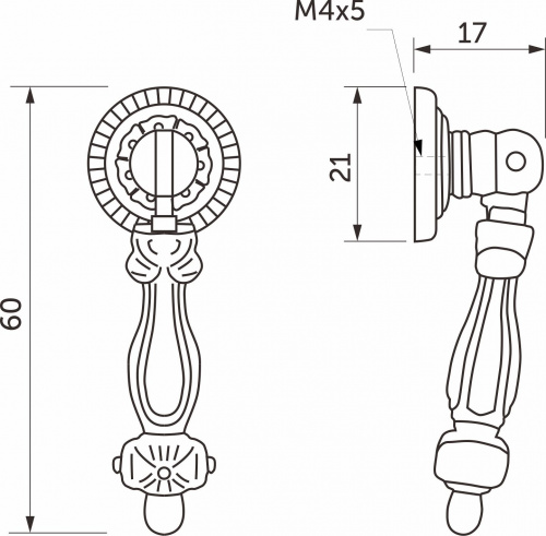 Ручка меб. КАПЛЯ, состаренное серебро AKS_2