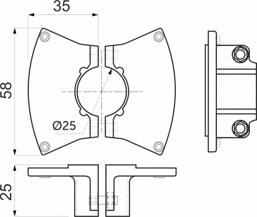 Держатель полки к трубе d25 (596) двухсторонний, вакуумное хромирование_2