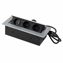 Выдвижной удлинитель Nova, 3 розетки, алюминий, AKS Выдвижной удлинитель Nova, 3 розетки, алюминий, AKS