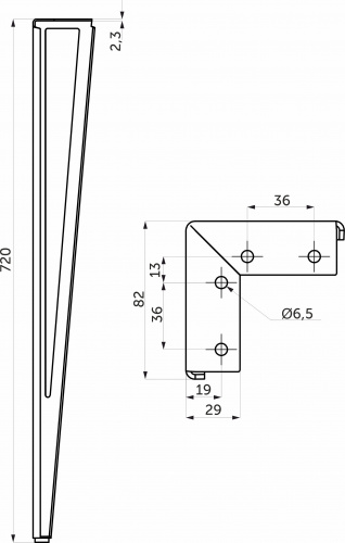 Опора меб. SPACE h720, черный муар (1 упак. = 4 шт.) AKS_2