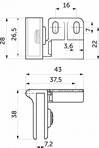 Петля д/стекла непроходная левая+правая хром AKS_2