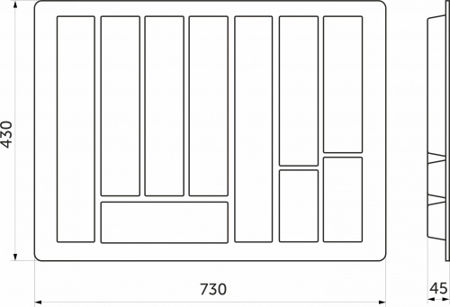 Лоток для столовых приборов 800 STANDARТ (730*430). белый РП_2