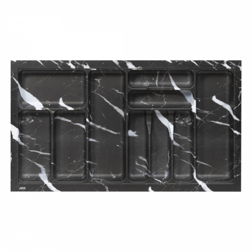 Лоток для столовых приборов 900 MARBLE 830*485, черно-серый мрамор AKS_1