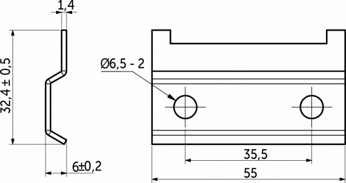 Шина для навесов L=55мм (1,4мм), РП_2