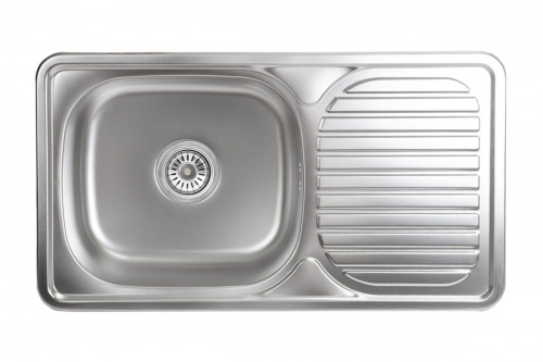 Мойка н/сталь, прямоугольная одночашевая, 760*420мм, декорированный хром, врезн на столешницу, AKS (0,8мм)_1