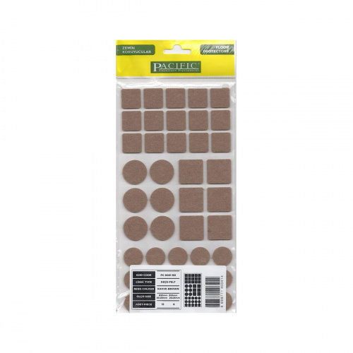 Подкладка самоприлипающая фетровая микс (d20, 20 х 20 - 15 штук d25, 25 х 25 - 6 штук) коричневая Pacific PC 6001 BR _1