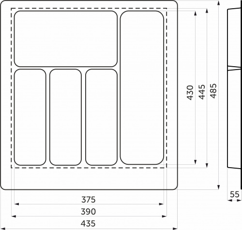 Лоток для столовых приборов 500 PIXEL 435*485, серый AKS_2
