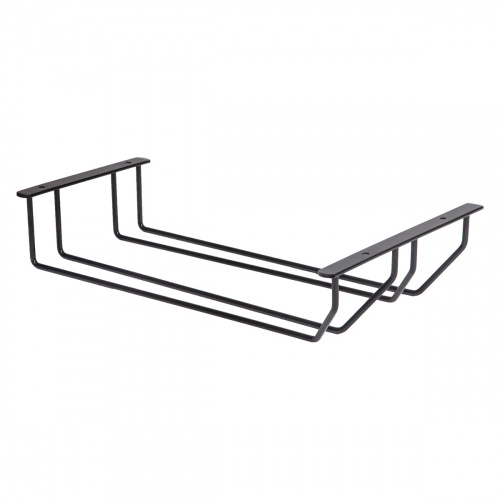 Держатель подвесной для бокалов двухрядный 340*65*205, черный AKS_1