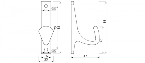 Крючок меб. однорожковый мет. DELTA черный AKS_2