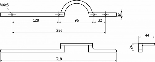 Ручка меб. скоба мет. ELEGANCA 256, брашированное золото, AKS_2