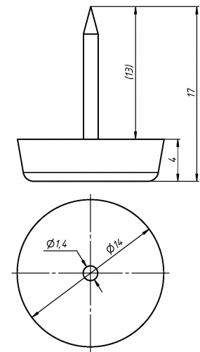 Подпятник белый с гвоздем (уп/100шт) AKS_2