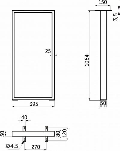 Подстолье THOR h1064 L-395, черный AKS_2