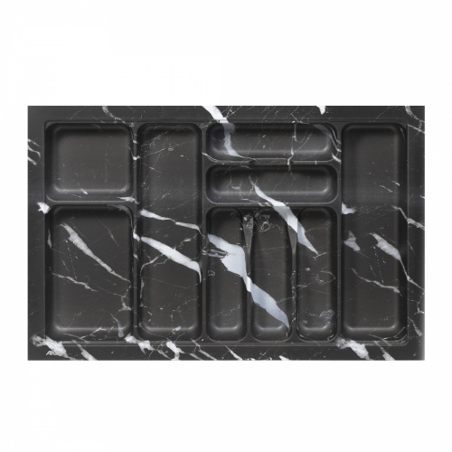 Лоток для столовых приборов 800 MARBLE 735*485, черно-серый мрамор AKS_1