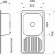 Мойка н/сталь, прямоугольная одночашевая, 760*420мм, матовый хром, врезн на столешницу, AKS (0,8мм)_preview_1