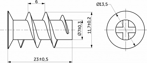 Дюбель для гипсокартона DRIVA ABS L=23mm (уп/50шт)_2