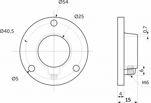 Крепление (розетка) трубы d25 (510) сталь, хром AKS_2