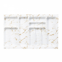Лоток для столовых приборов 800 MARBLE 735*485, бело-золотой мрамор AKS фотография