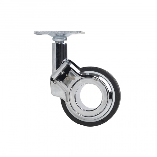 Колесо меб. GALAXY d60 h94 с площадкой, хром/черный AKS_3