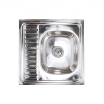 Мойка н/сталь, квадратная одночашевая, 600*600мм, полир хром, мойка справа, накладная, AKS (0,6мм) фотография