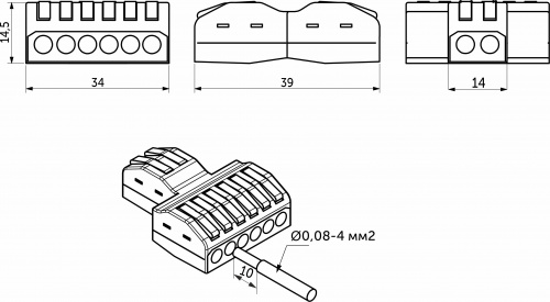 Соединитель электрический, клеммный, PCT-422, на две/четыре линии, проходной, быстрозажимной, GS_2