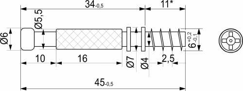 Шток эксцентрика 7*34/6*11 цельнометаллический (уп/100шт) AKS_2