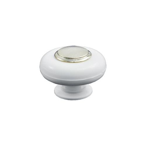 Ручка меб. кнопка пластик. PATREX №20, белый/золото AKS_3