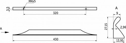 Ручка меб. скоба алюм. ENVISION 320/430 белый матовый, AKS_2