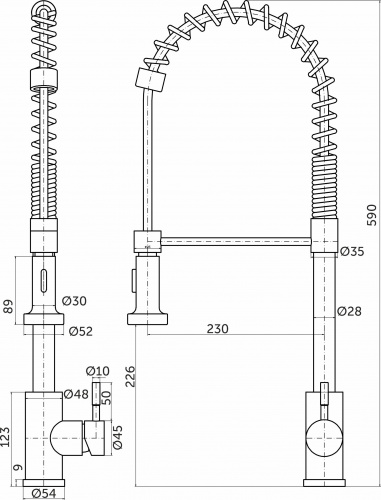 Смеситель для кухни однорычажный со съемным гибким шлангом, HDF-8111, сатин, AKS_2