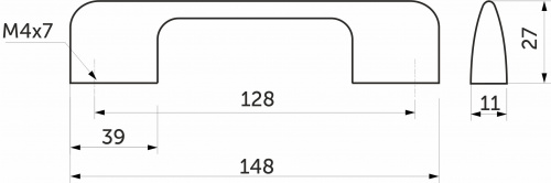 Ручка меб. скоба алюм. ORION 128/148 черный матовый, AKS_2
