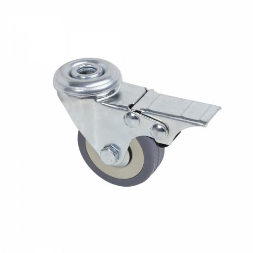 Колесо меб. TECH d50 h70 под винт М10 с торм., серый AKS_1