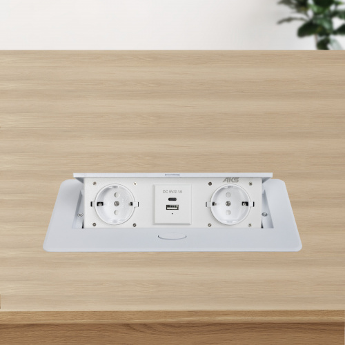 Выдвижной удлинитель Nova USB, 2 розетки, USB A + USB C, белый, AKS_5