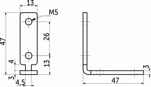 Крепление металлич. для профиля Gola 3 (1 уголок 2 винта)_2