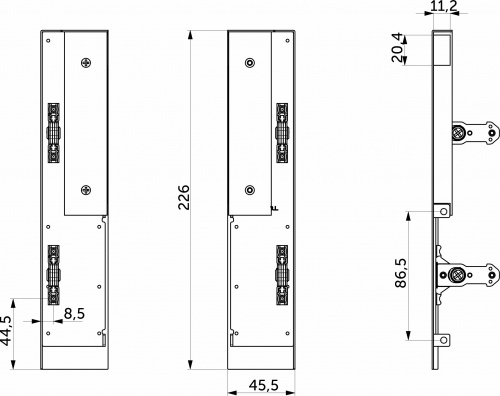 Держатель передней стенки внутреннего ящика H=199 Slimbox Evolution белый с рейлингом на фасаде_2