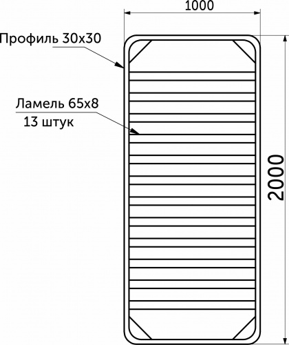 Основание под матрас 1000x2000мм ЭКОНОМ неразборное BY (без опор)_2