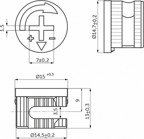 Эксцентрик 15x13,0 для плиты 18 мм стальной PH (уп/0,5тыс.шт) AKS_2
