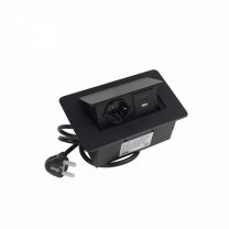 Выдвижной удлинитель Nova 4, 1 розетка, USB A + USB C, черный, AKS фотография