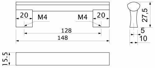 Ручка меб. скоба алюм. WPY 311 128 алюминий AKS_2