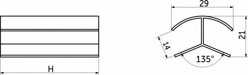 Угол универсальный 135 к цоколю мебельному ПВХ h=100 антрацит, РБ_2