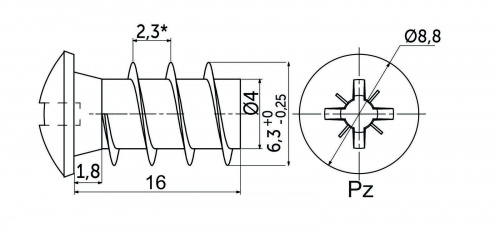 Шуруп EURO EK 6,3*16 (уп/1тыс.шт) AKS_2