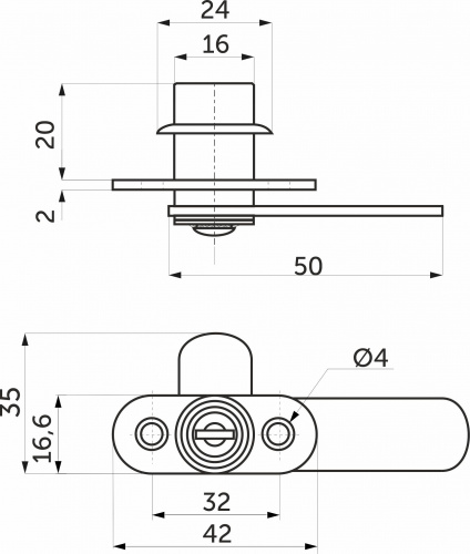 Замок для распашной двери механический 201 AKS_2
