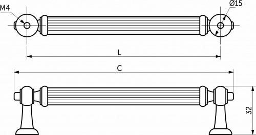 Ручка меб. скоба мет. ADAM 128 античная латунь, AKS_5