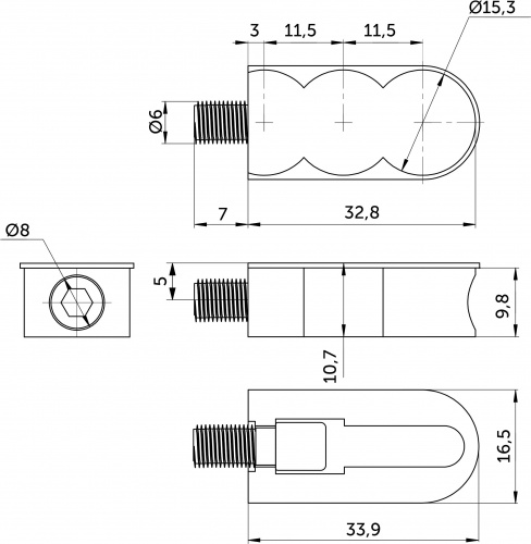 Стяжка Genifix Neo с винтом М6,0*8, белая (уп/ 10 шт) AKS_2