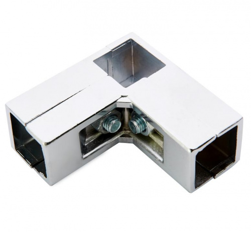 Соединитель 3-х труб угловой для квадр. трубы 25*25 QUADRO, хром AKS_1