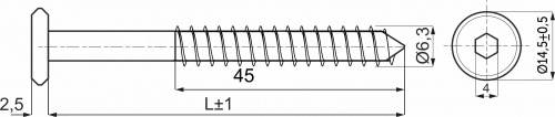 Шуруп для дерева 6,3*110 белый цинк (уп/ 1 тыс.шт), AKS_2