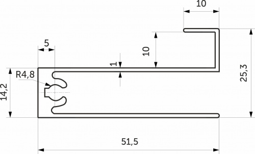 Профиль алюминиевый SENATOR шампань горизонт нижн. L-6000 мм АЛЮТЕХ для узкой сис-мы_2