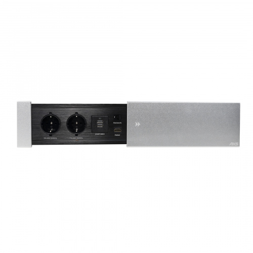 Выдвижной удлинитель Hollander, 2 розетки, 2xUSB, HDMI, LAN, шлиф. сталь AKS_4