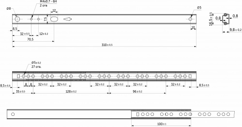 Направляющая шариковая L-310 h=17 AKS A_2