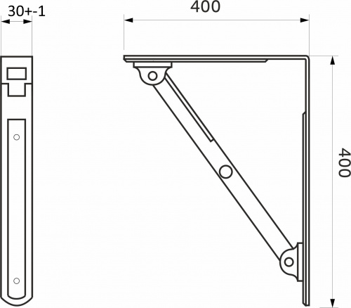 Полкодержатель складной 400 белый AKS (Модель 3)_2